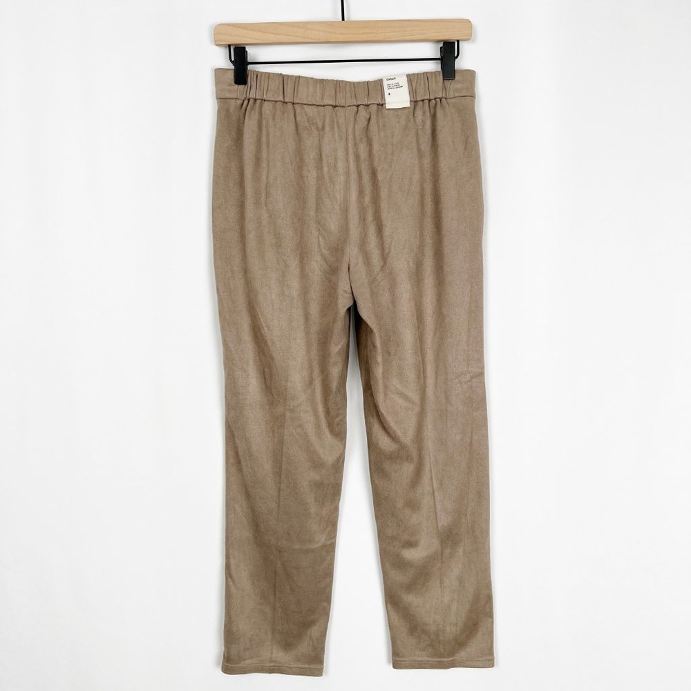 Aritzia Babaton Cohen High Rise Faux Suede Pleated Cropped Trouser Dress Pants - Picture 11 of 12